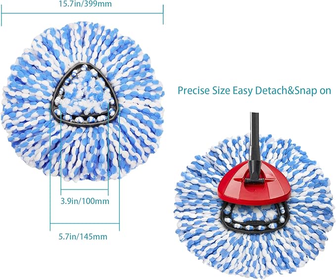4 Pack Spin Mop Replacement Heads Compatible with O Cedar EasyWring Spin Mop,Microfiber Spin Mop Refills, Easy Cleaning Floor Mop Head Replacement