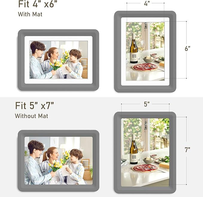 5x7 Picture Frame, Clear Acrylic Photo Frame with White Mat for 4x6 Photos, One-Piece Shatterproof Tool-Free Design, UV-Resistant Waterproof Tabletop Frame for Home Office Decor with 10-Year Warranty
