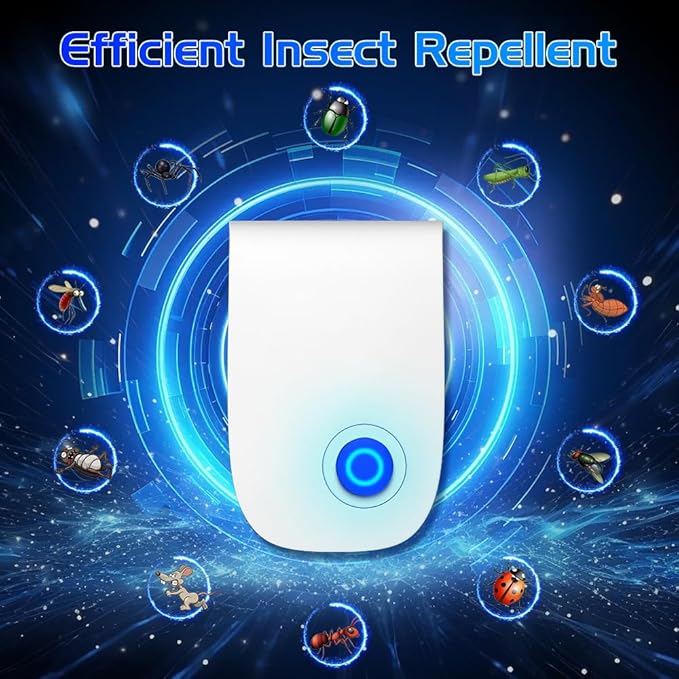 2025 Upgraded Electronic Pest Control Plug-in, Ultrasonic Repeller for Mice, Mosquitoes, Cockroaches, Spiders, Ants & More, Safe, Silent, Energy-Efficient, Ideal for Home, Office, Warehouse, 6-Pack