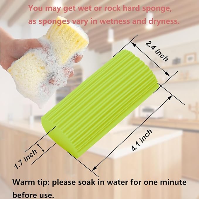 6-Pack Damp Clean Duster Sponge,Duster Cleaning Sponge for Housekeeping,Reusable Cleaning Sponge for Blinds,Vents,Mirrors,Glass, Baseboards,Window Track Grooves and Railings (Yellow-Green)