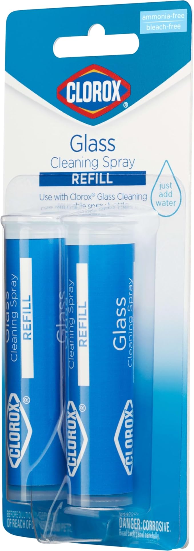 Clorox Glass Cleaner Refills Glass Cleaning System for Mirrors and Window Cleaning, 2 Count