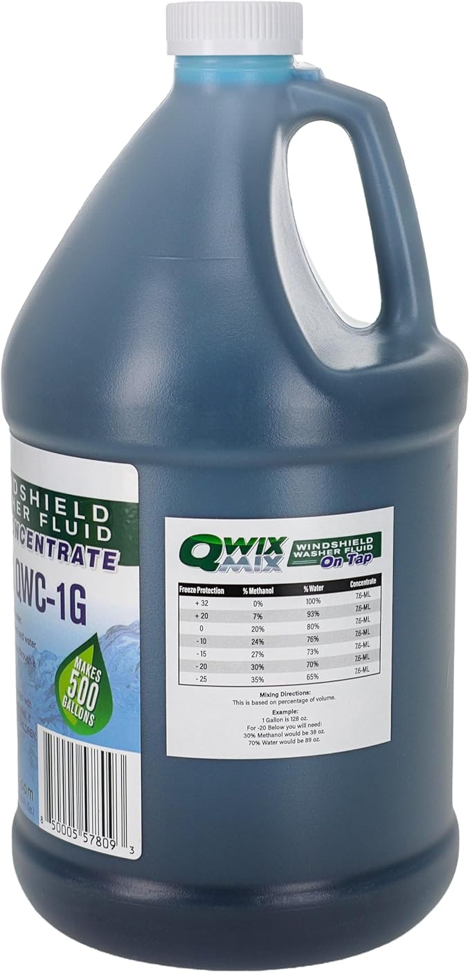 1-Gallon Windshield Washer Fluid Concentrate, Makes 500 Gallons, Biodegradable Bug, Grime & Dirt Remover Fluid, Commercial-Grade Streak-Free Glass Cleaner for Cars, Trucks & Fleets
