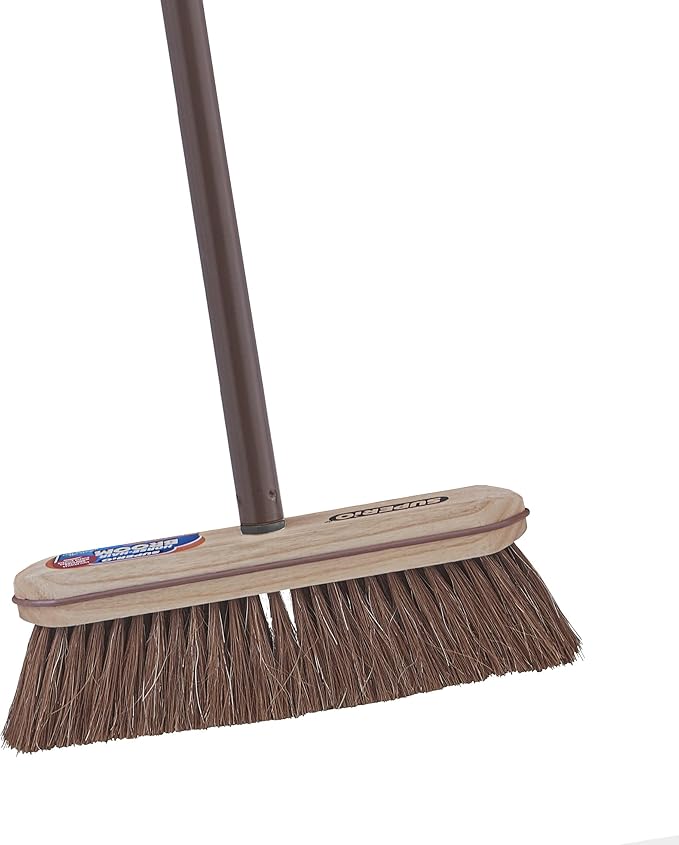 Superio Horsehair Broom, Brown Metal Handle with Fine Premium Bristles, Heavy Duty Home and Kitchen Broom Easy, Sweeping Dust and Wisp Floors and Corners