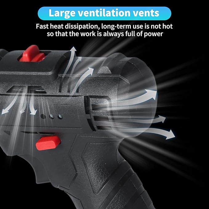 Jadeshay 12V Cordless Electric Drill, Rechargeable Lithium Drill with 3 Batteries, 25 Torque Settings, LED Light, 450W Power Tool Kit for Home & DIY, Includes 24-Piece Accessories