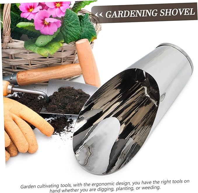 Stainless Steel Bucket Shovel Bonsai Soil Scoop Plastic Soil Scoops for Garden Fertilizer Feed Scooper Small Soil Scoops Gardening Supplies Potted Scoops for Stainless Steel