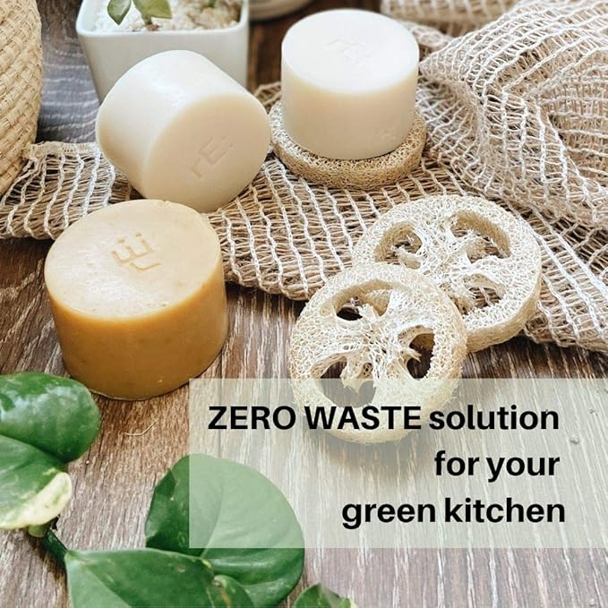 rE: REKURATOR Dishwashing Soap with Loofah Holder – Eco-Friendly, Gentle, Plant-Based Dish Bar , No Artificial Dyes or Fragrance (Unscented) , 5.1 oz
