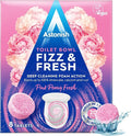 Astonish Foaming Pink Peony Toilet Bowl Cleaner - Deep Cleaning Limescale, Calcium & Rust - No Bottle, Removes Hard Stains - Box of 8 Tablets