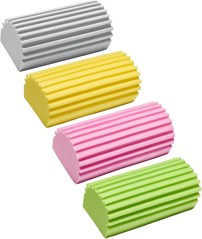 Damp Clean Duster Sponge 4 Pack Household Cleaning Sponges Reusable Dusting Sponge for Brushing Blind Glass Vents Window Mirrors Baseboards