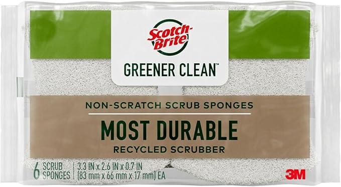 Scotch-Brite® Greener Clean™ Non-Scratch Scrub Sponge, 6 Pack, 6 Units per Case