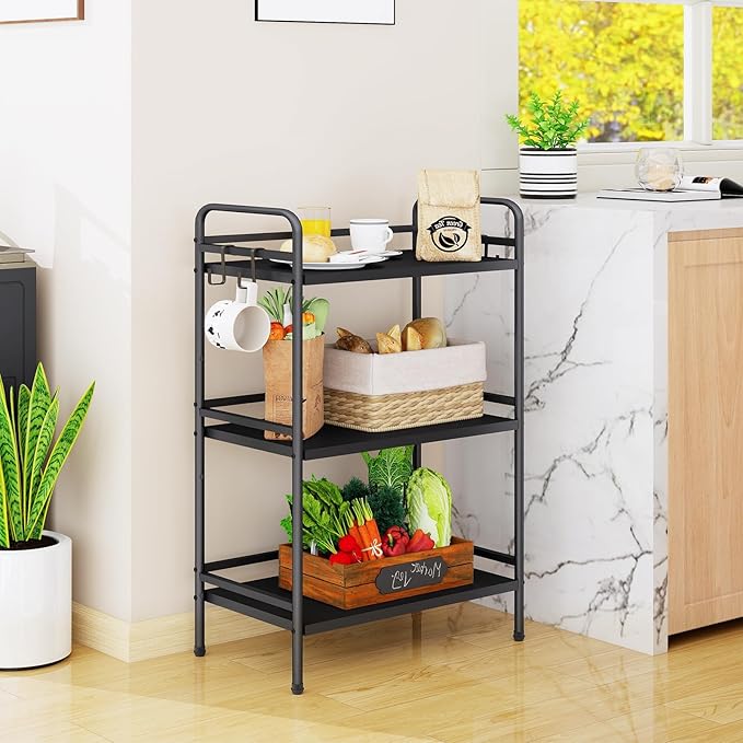 HDANI Storage Shelves, 3-Tier Metal Storage Rack with Shelf,Shelf Organizer,Garage Standing Shelving Unit for Laundry,Bathroom,Kitchen,Pantry, Closet,23.6''W X 13.8''D X 36.2 H'',Black