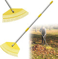 Plastic Leaf Rake - Lightweight Lawn & Garden Rake for Women, Seniors & Kids,16.5" Wide Yard Rake for Leaves, Grass & Pine Needles, Adjustable Handle 35–65"