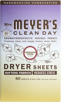MRS. MEYER'S CLEAN DAY Dryer Sheets, Fabric Softener, Reduces Static, Infused with Essential Oils, Compassion Flower, 80 Count