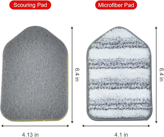 MOSEN Replacement Head Scrubber Pad for Tub Tile Scrubber Brush - Include 2 Scouring Pad and 2 Microfiber Pad