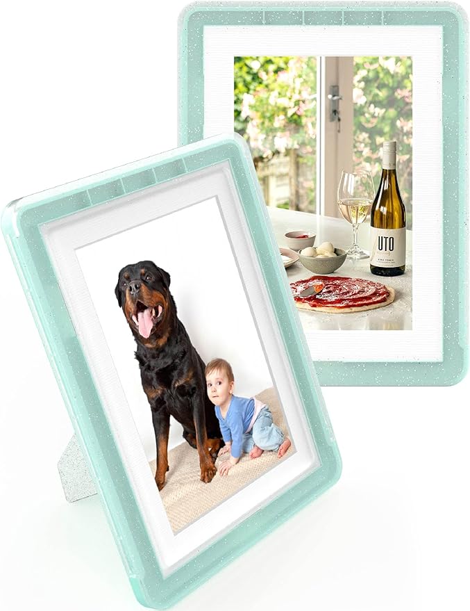 5x7 Picture Frame, Clear Acrylic Photo Frame with White Mat for 4x6 Photos, One-Piece Shatterproof Tool-Free Design, UV-Resistant Waterproof Tabletop Frame for Home Office Decor with 10-Year Warranty