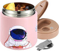 Insulated Food Jar for Kids - 15.2 Oz, Thermo for Hot Food, Soup Thermo, Insulated Food Container, Termos Para Comida Caliente, Width Mouth Stainless Steel Lunch Box with Spoon, Starry Pink
