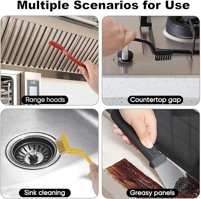 Crevice Cleaning Brush, Crevice Cleaning Brushes for Household Use, Hard Bristle Crevice Cleaning Brush, for Kitchen, Faucets, Grout, Bathroom, Corners (Multicolored, 7 Pack)