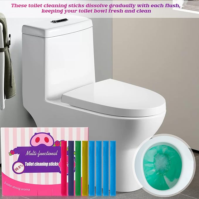 Multi-functional Deodorizing Toilet Cleaning Sticks, Toilet Bowl Cleaners Drop In Tank, Toilet Tank Cleaner Cleaning Perfume Stick for Bathroom Home Use, Long-Lasting Freshness(2sets, 16 pcs)