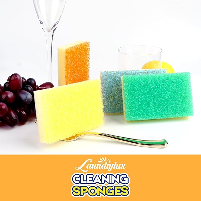 Scrub Sponge, Dual-Sided Temperature-Responsive Scrubber - Non-Scratch - Multipurpose Dish Sponges for Kitchens, Bathrooms, and Outdoor Use - 8 Pack