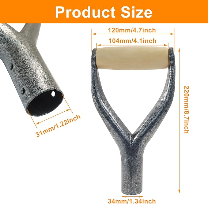 Shovel D Grip Handle, 31mm Inner Diameter, Plastic Spade Shovel Handle