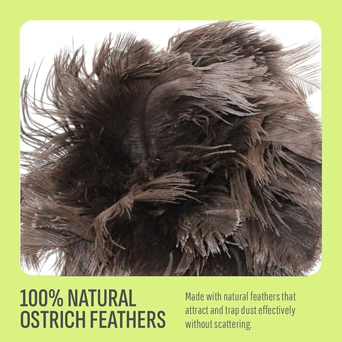 Retractable Feather Duster 8-14 in Adjustable - Natural Feather Dusters for Cleaning Ceiling Fans, Blinds, Plantation Shutters, Walls & Furniture - Quality Checked in USA - 1 Pack