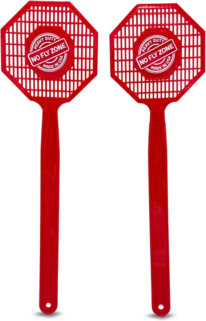 Made in USA Fly Swatter - 2 Pack – Heavy Duty Plastic Flyswatters for Indoor & Outdoor Use