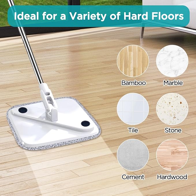 4 Pack 8.6" Square Microfiber Mop Pads Refills, Machine Washable, Highly Absorbent, Compatible with for True & Tidy Spin Mop and Most Square Spin Mops & Bucket