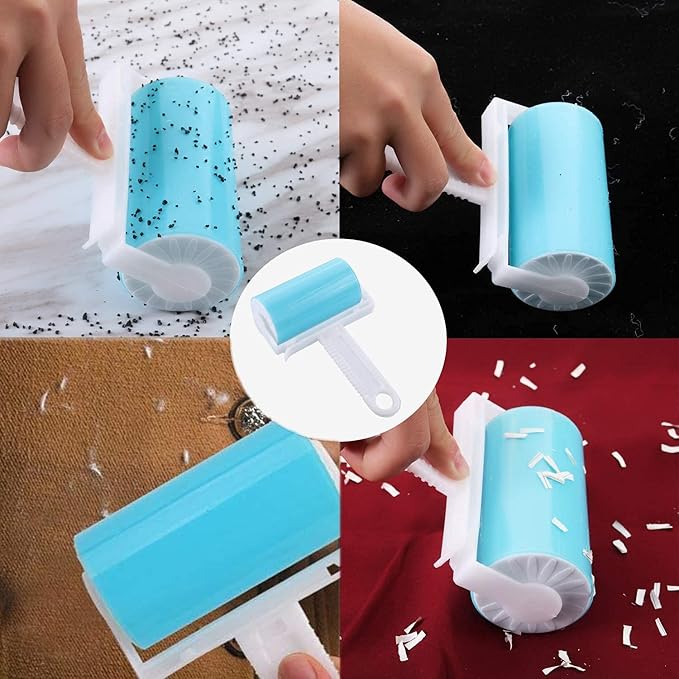 Washable Reusable Lint Roller 3 Pack, Portable Travel Sticky Dog Cat Hair Remover Cleaner with Cover Include Large and Mini Size for Clothes, Pet Hairs, Carseats