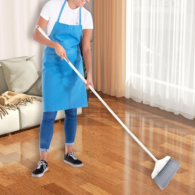 Broom with Dustpan Combo Set for Clean - Broom and Dustpan Set, 61" Broom and Dust Pan with Long Handle, Dust Pan and Broom Set, Broom with Dustpan Set Suitable for Home, Kitchen, Office, Salon, etc.