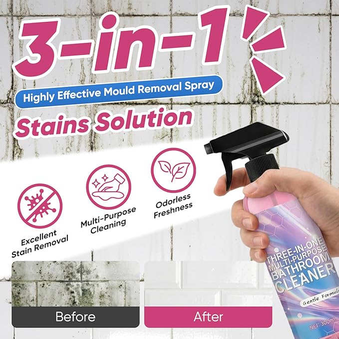Bathroom Descaler Foam Cleaner,Powerful Pink Bathroom Cleaner Spray,Bathroom Descaler Cleaner,Stubborn Stains Cleaner,All-Purpose Bathrooms Descaler Foam Spray(300ml)