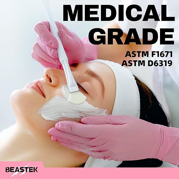 Beastek Nitrile Disposable Exam Gloves, 4Mil 100 Ct Powder-Free Latex-Free Food-Safe for Cooking Medical Esthetician, Orchid