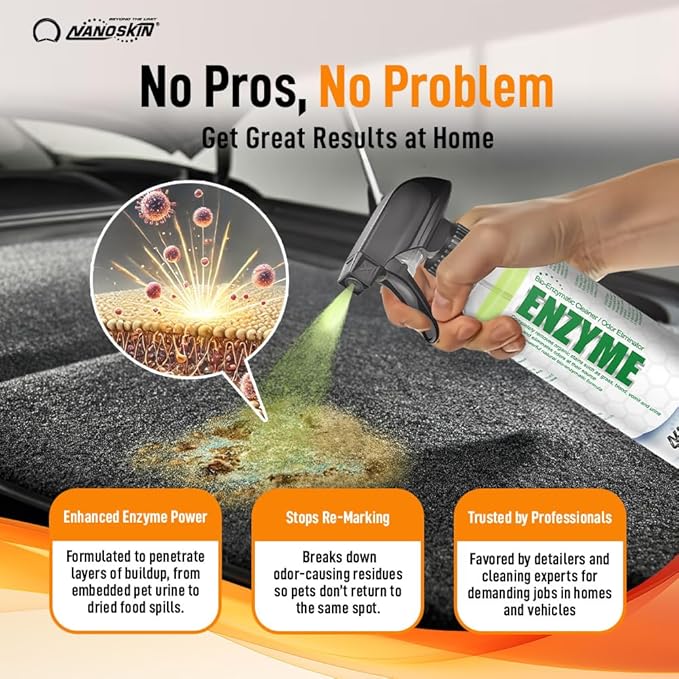 Nanoskin ENZYME Multi-Purpose Cleaner & Odor Eliminator 5 Gallon - Removes Complex Organic Stains, Dirt, Grease, and Grime from Multi Surfaces | For Automotive, Floor, Kitchen, Bathroom, Plumbing