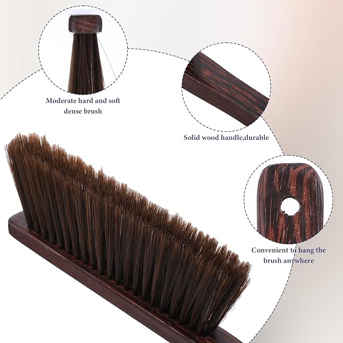 2pcs Metal Dustpan and Brush Set, 12In Extra Large Handheld Dust Pan and Wood Broom,Heavy-Duty Dust Pans Metal Edge Flat Against Floor for Patio/Pet/Car/Outdoor