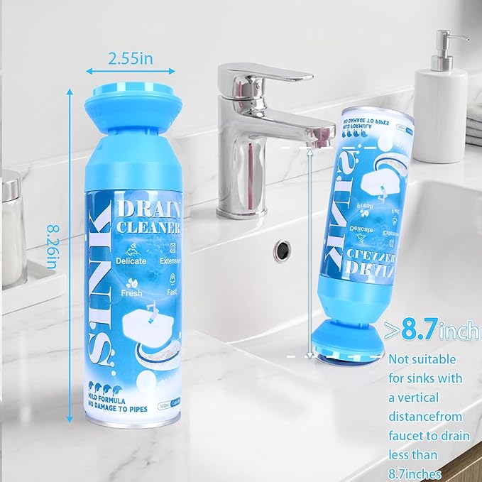 Foaming Drain Cleaner - Sink Cleaner and Deodorizer for Kitchen Sinks, Shower Drains, and Tubs, Monthly Maintenance to Avoid Clogs. (1pcs, blue)