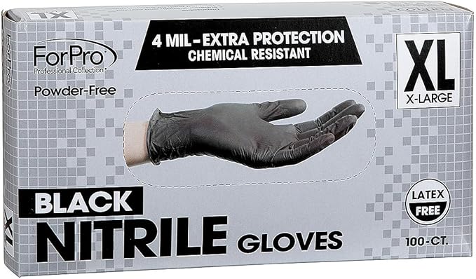 ForPro Disposable Nitrile Gloves, Chemical Resistant, Powder-Free, Latex-Free, Non-Sterile, Food Safe, 4 Mil