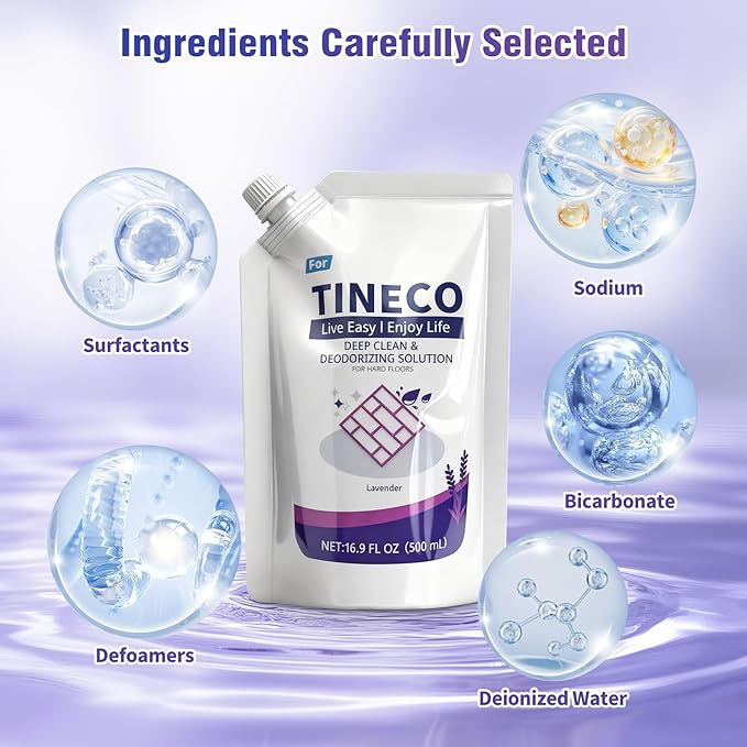 Floor Lavender Cleaning Solution 1 bags Refill, Compatible with Tineco All Series Robot Vacuum Cleaner, Eco-Safe, Streak-Free Formula for Hard Floors, Pet & Kid Friendly