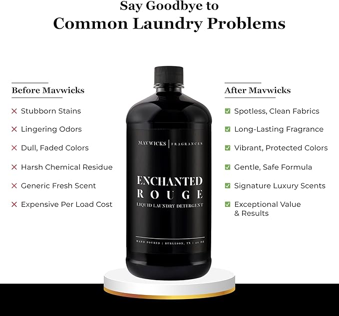Laundry Liquid Detergent (Enchanted Rouge) - 32 Oz Laundry Perfume Bottle for Men & Women, Stain & Odor Remover, Deep Clean, Long-Lasting Fragrance and Freshness for All Fabrics