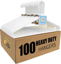 Quality White Plastic Hangers 100 Pack - Super Heavy Duty Multipack for Clothes - Thick Strong Standard Closet Clothing Hangers with Hook for Scarves and Belts-17 for Coats (White, 100)