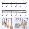 Rainmae 2 Pack Wall Hooks Rack Rail, Space Saving Wall Hanger No Drilling with 6 Hooks for Bathroom, Bedroom, Closet, Stainless Kitchen Tools for Hanging Knives, Spoon