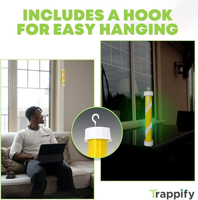 Glow-in-The-Dark Fly Stick by Trappify: Premium Indoor & Outdoor Fly Traps | Water-Resistant Sticky Trap for Fruit Fly Traps for Indoors, Gnat Traps for House Indoor, and Fly Trap Indoor (4 Pack)