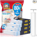 BoxLegend Vacuum Storage Bags with Large Hand Pump 12 Combo (3 Jumbo,3 Large, 3 Medium, 3 Small) Thickened Vacuum Seal Bags for Clothing Coat Bedding Quilt Blanket Pillow Comforters