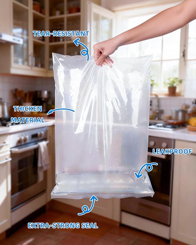 6 Pcs 2 Sizes Oven Rack Cleaning Bags, No Scrub Reusable PE Cleaning Bags,Leakproof Soaking Cleaner Bags for BBQ Grill,Grill Grate,Oven Rack, No Cleaner Included(15.7''×23.7''+19.7"× 27.5")