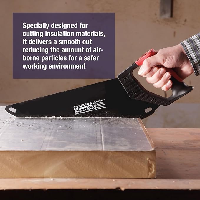 Spear & Jackson Insulation Saw, Predator Range 14" Carbon Steel Blade for Clean, Airborne-Particle Reducing Cuts in Foam and Fiberglass Insulation