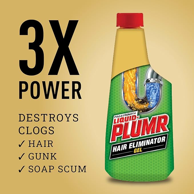 Liquid-Plumr Pro-Strength Hair Eliminator Gel Clog Remover, Hair Clog Remover and Drain Opener, Safe for All Septic Systems and Pipes, 16 fl. oz. Bottle (Pack of 2)