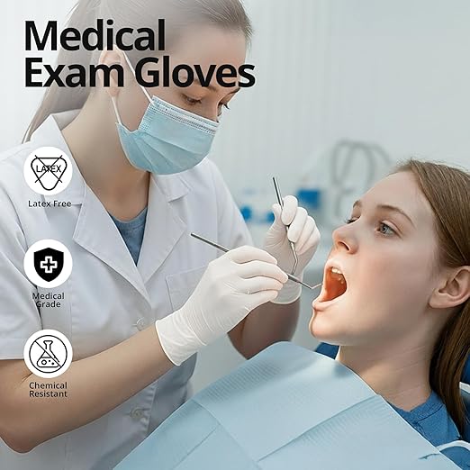 Disposable Nitrile Exam Gloves, 3-mil, Small, Case of 1000, White Nitrile Gloves Disposable Latex Free for Medical, Cleaning, Cooking & Esthetician, Food-Safe, Powder-Free, Non-Sterile
