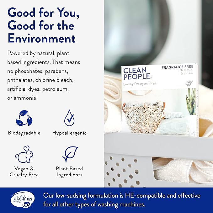 Clean People Ultra Concentrated Laundry Detergent Sheets 32 count & Fabric Softener Dryer Sheets 120 count