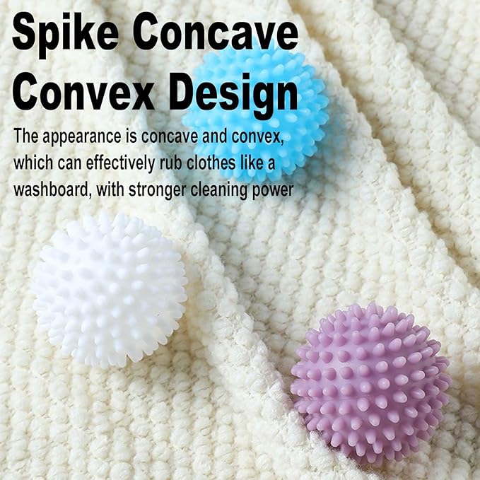 Dryer Balls for Laundry, Spiky Reusable Laundry Balls, 8 Pack, 2.2 Inch, Blue White Purple Pink, Wrinkle Reducing (Colour Mixing)
