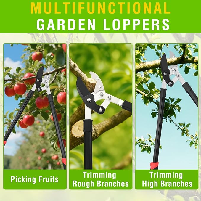 Yesker 29.5" Loppers Heavy Duty Tree Trimmer Sharp Anvil Blade Bypass Loppers up to 1.6 Inch Dia Cut Capacity Compound Action System Limb Branch Cutter Ideal for Tree Trimming Garden Maintenance