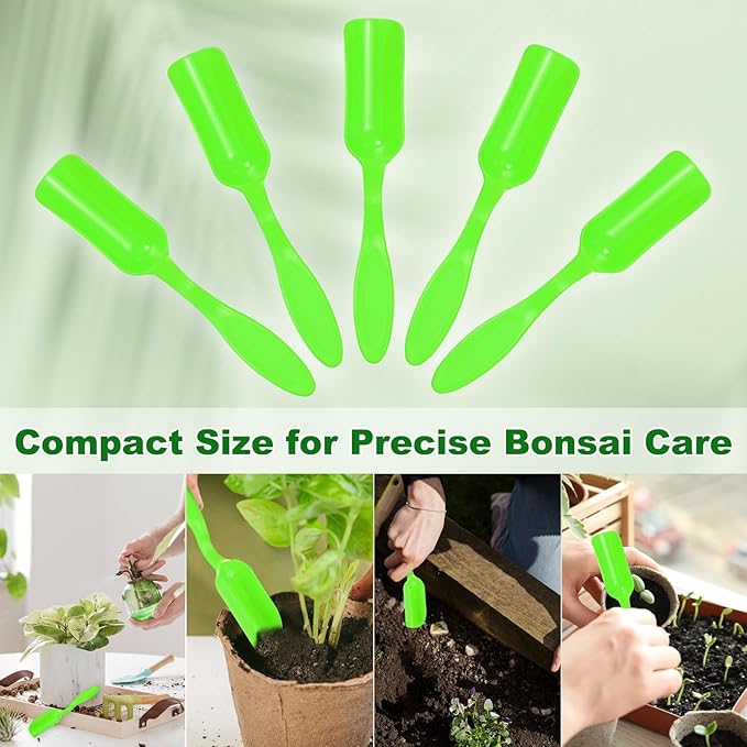 20-Pack Mini Gardening Shovel Spoons, Plastic Garden Soil Scoops for Cultivation Digging Transplanting/Flower Planting/Plant Succulent, Colorful Small Gardening Tools [Green]
