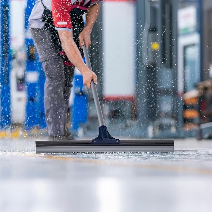 DSV Standard Floor Squeegee for Concrete Floor, 30" Large Squeegee Broom, Heavy Duty Floor Squeegee for Tile with 51.5" Handle for Garage, Deck, Bathroom, Window, Glass