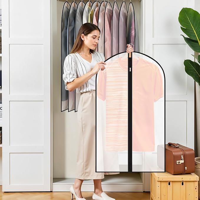 12 Pack Garment Bags 60 * 100cm, 40in PEVA Translucent Garment Covers, Suit Storage Bags, Dress Organizer Bags Used To Protect Shirts, Winter Coats, Jackets